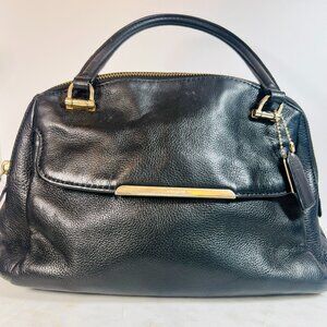 Coach Black Leather Double-Zip Satchel Cross Body Bag two Handles 2014 Madison